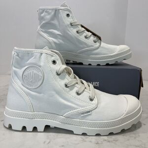 Palladium NEW Canvas Pampa HI Star White Combat Boots Womens 10 Sneakers LUG